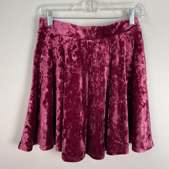 MODCLOTH Womens Small Just This Sway Crushed Velvet Skirt Pockets - Picture 4 of 8